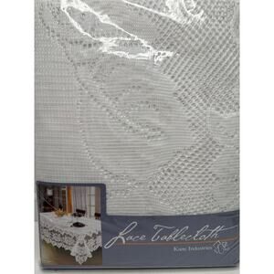 Kane Industries Vintage White Lace Tablecloth 60x90 Oblong - New in Package